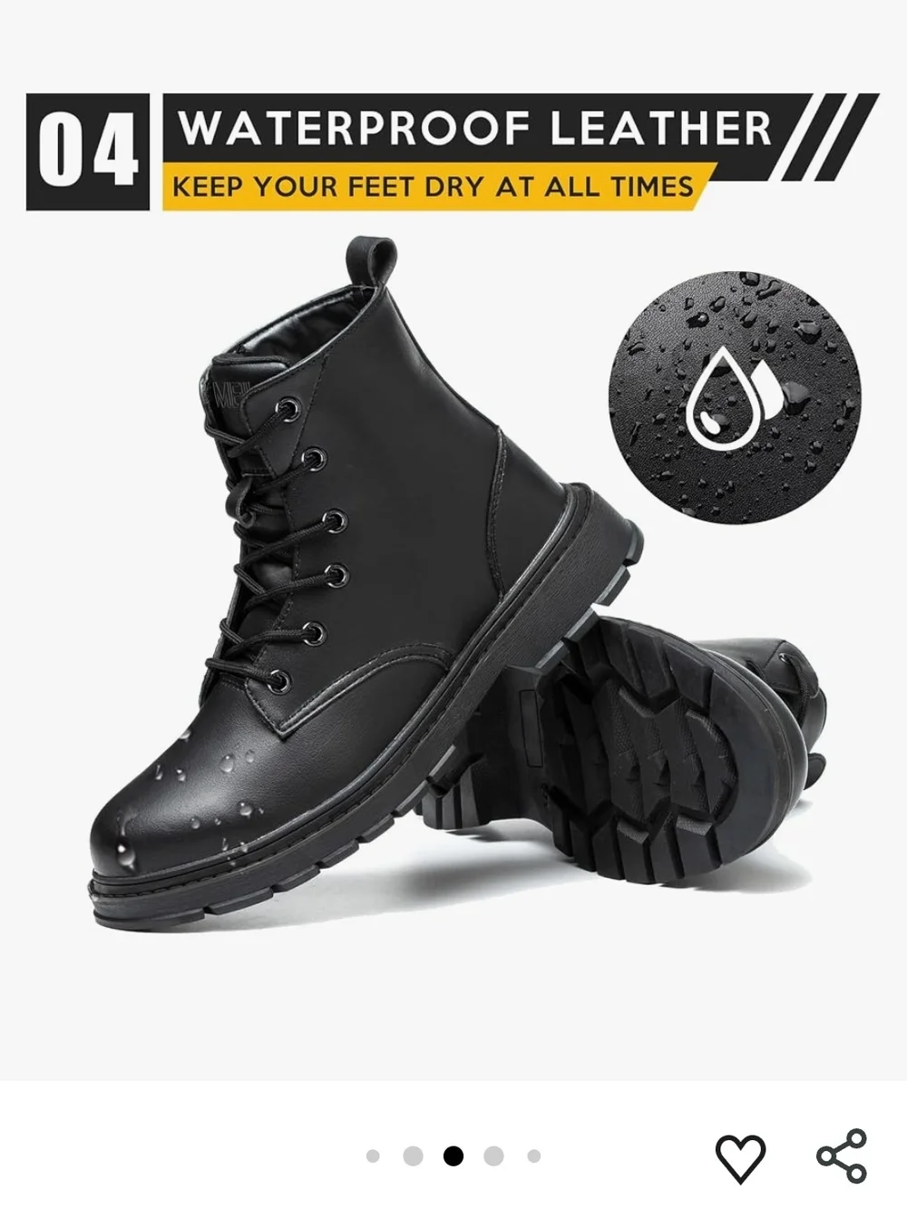 Learher Steel Toe Boots Mens 7 Womens 9